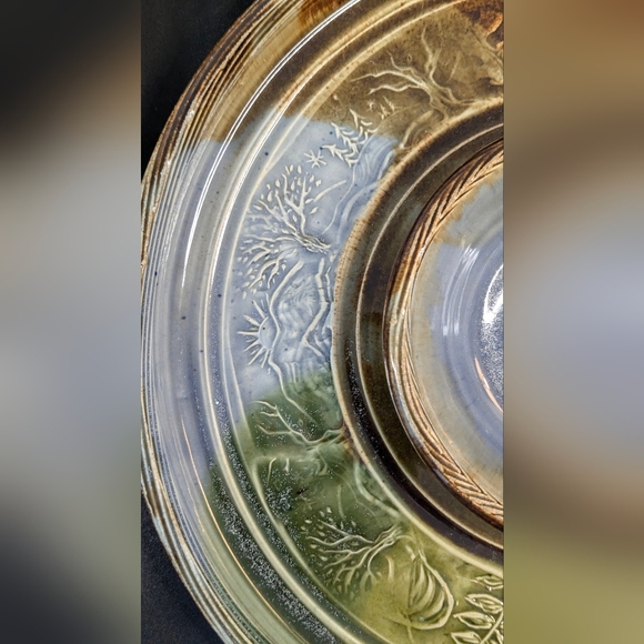 L F Long Laurey Faye pottery chip dip platter leaf leaves Hazelwood Pottery NEW - Picture 5 of 7